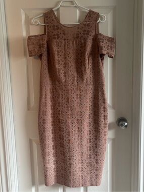 RW&CO.Cold Shoulder Lace Sheath Dress in light Pink